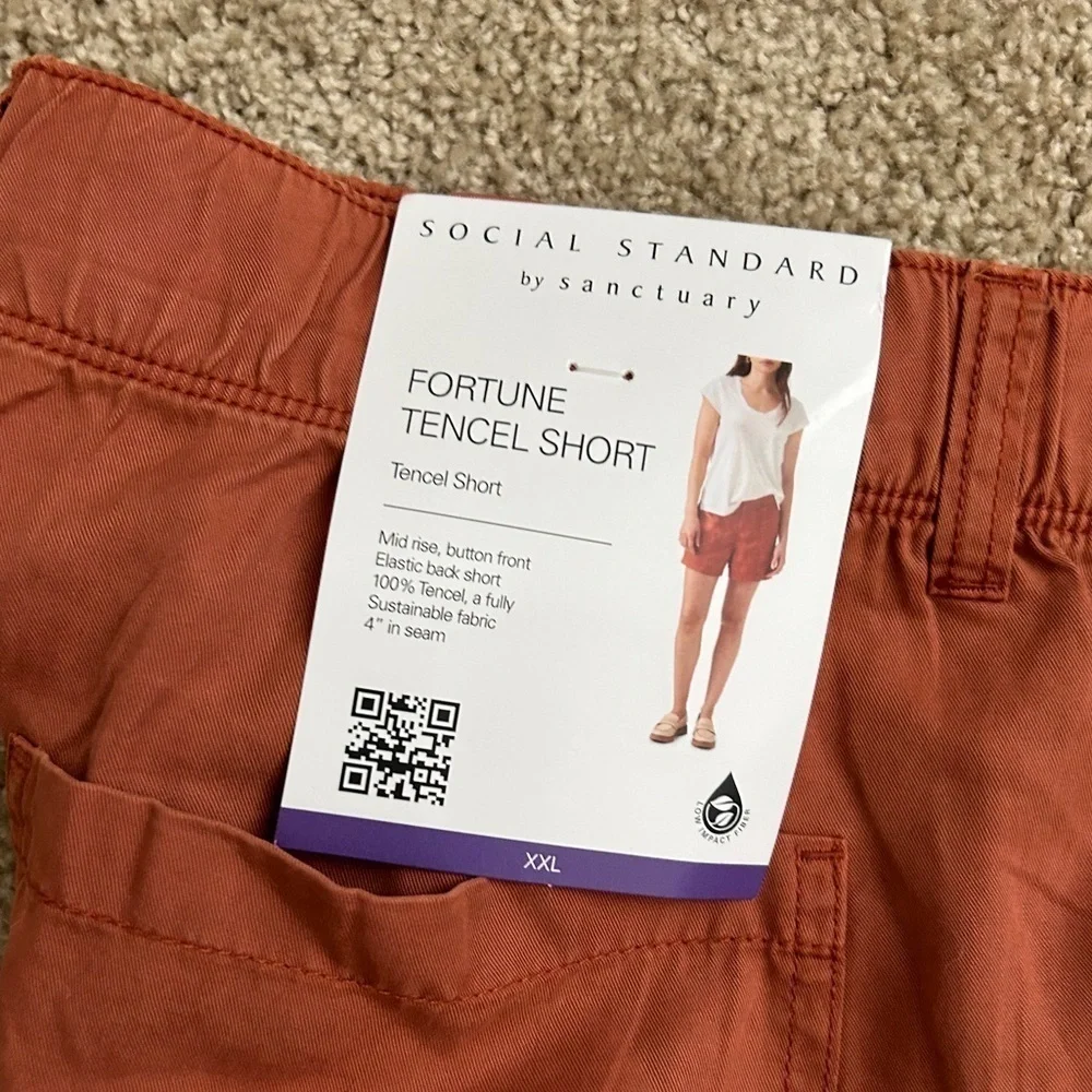 Social Standard by Sanctuary 4” Mid Rise Fortune Tencel Short Red Clay XXL
